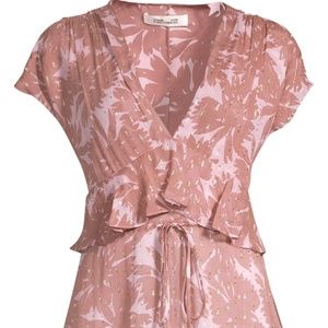 DVF Millie Metallic Chiffon Drawstring Top